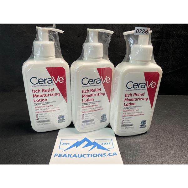 3 CeraVe Itch Relief Moisturizing Lotions - 237ml Each - New Sealed