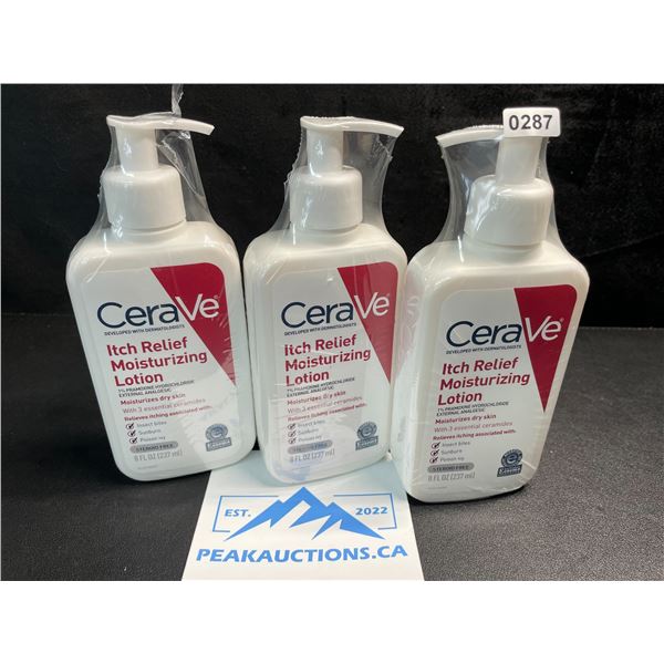 3 CeraVe Itch Relief Moisturizing Lotions - 237ml Each - New Sealed