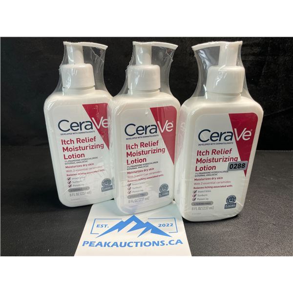 3 CeraVe Itch Relief Moisturizing Lotions - 237ml Each - New Sealed