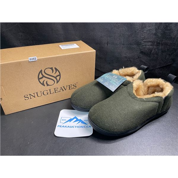 1 Pair of SnugLeaves Men's Fuzzy Sherpa Non-Slip Grip Slippers - Size 7-8 - Olive Green - New