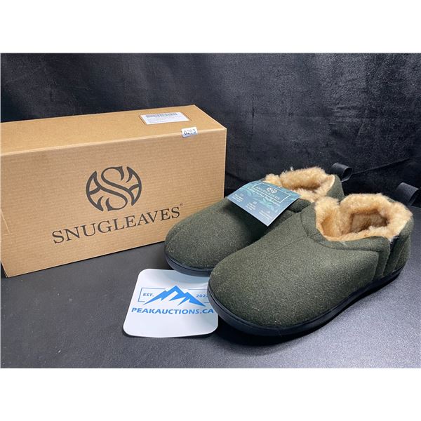 1 Pair of SnugLeaves Men's Fuzzy Sherpa Non-Slip Grip Slippers - Size 7-8 - Olive Green - New