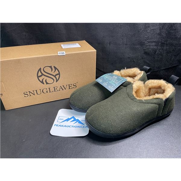 1 Pair of SnugLeaves Men's Fuzzy Sherpa Non-Slip Grip Slippers - Size 7-8 - Olive Green - New