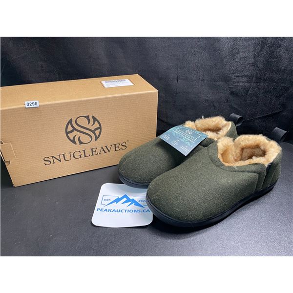1 Pair of SnugLeaves Men's Fuzzy Sherpa Non-Slip Grip Slippers - Size 7-8 - Olive Green - New