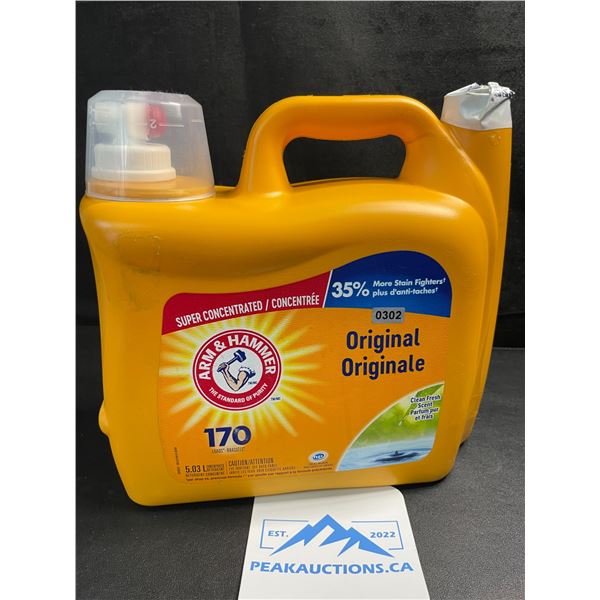 1 Large Jug of Arm & Hammer Original Concentrated Liquid Laundry Detergent - 170 Loads/5.03L - New