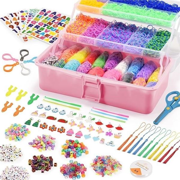 1 Rubber Band Bracelet Craft Making Kit for Kids - 18,000PCS Large Kit w/ 3-Tier Storage Box - New!