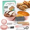 Image 1 : 1 Silicone Bread Proofing Basket Kit (Includes 9" Round Bread Pan & 10" Oval Pan & Tools) - New