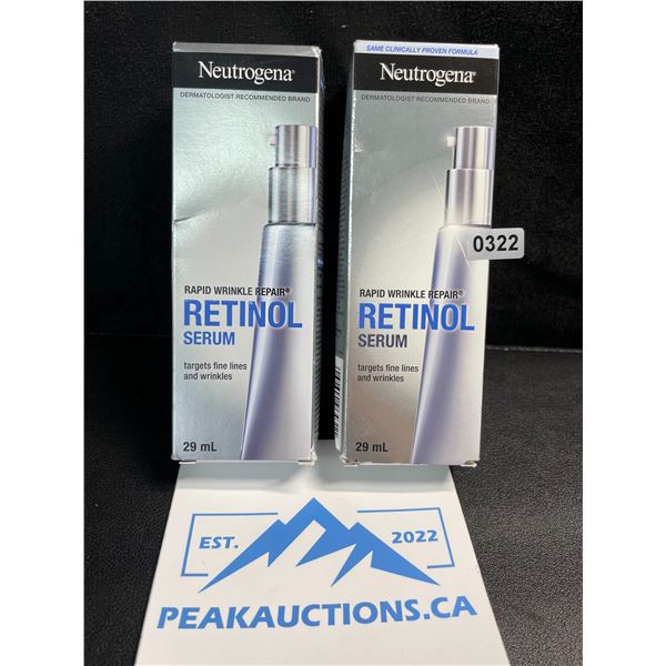 2 Neutrogena Rapid Wrinkle Retinol Serums - Targets Fine Lines and Wrinkles - 29ml - New