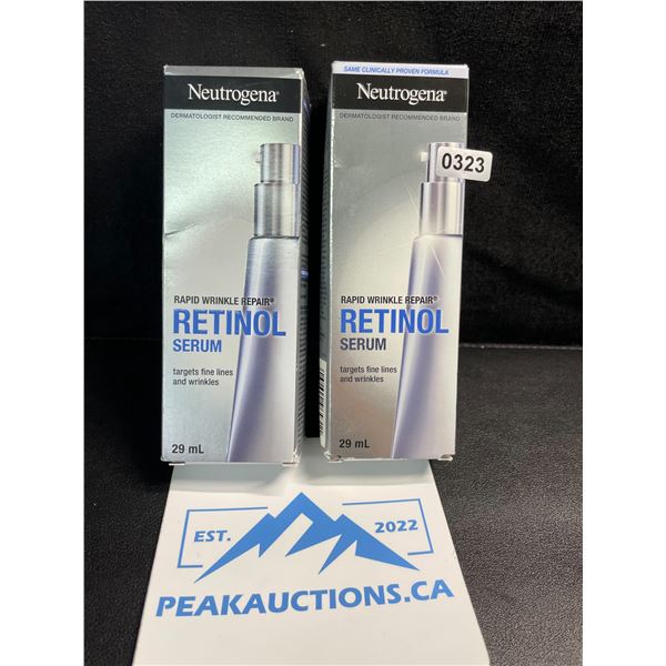 2 Neutrogena Rapid Wrinkle Retinol Serums - Targets Fine Lines and Wrinkles - 29ml - New
