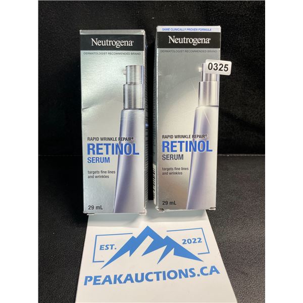 2 Neutrogena Rapid Wrinkle Retinol Serums - Targets Fine Lines and Wrinkles - 29ml - New