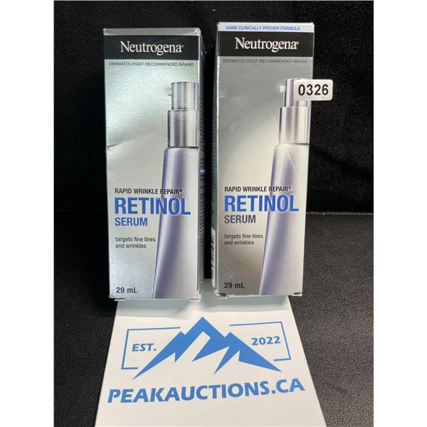2 Neutrogena Rapid Wrinkle Retinol Serums - Targets Fine Lines and Wrinkles - 29ml - New