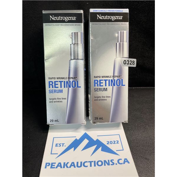 2 Neutrogena Rapid Wrinkle Retinol Serums - Targets Fine Lines and Wrinkles - 29ml - New
