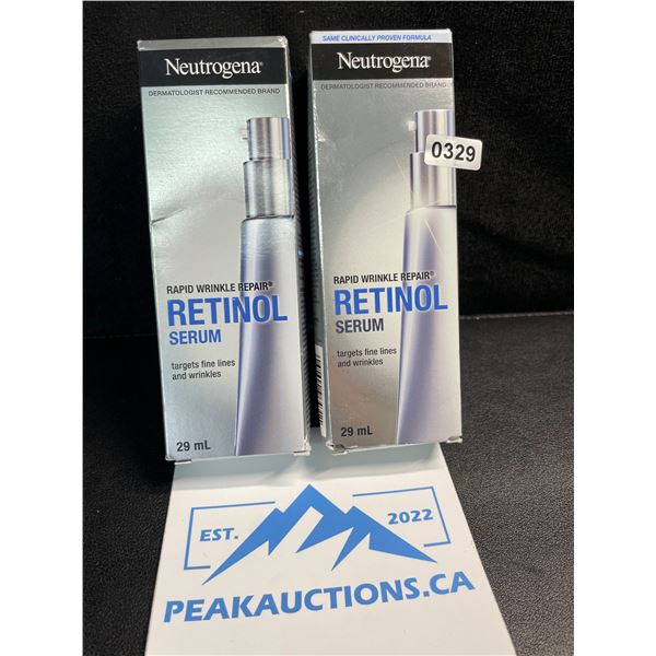 2 Neutrogena Rapid Wrinkle Retinol Serums - Targets Fine Lines and Wrinkles - 29ml - New
