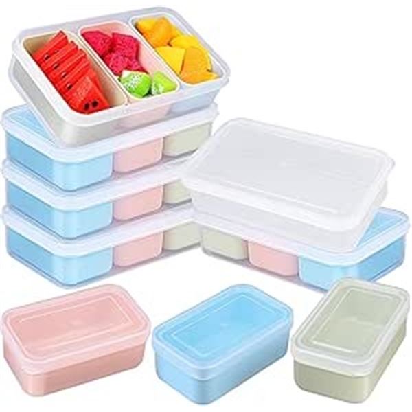 6 Sets of Reusable Snack Containers with Lids & Removable Compartments  - Great for Meal Prep - New