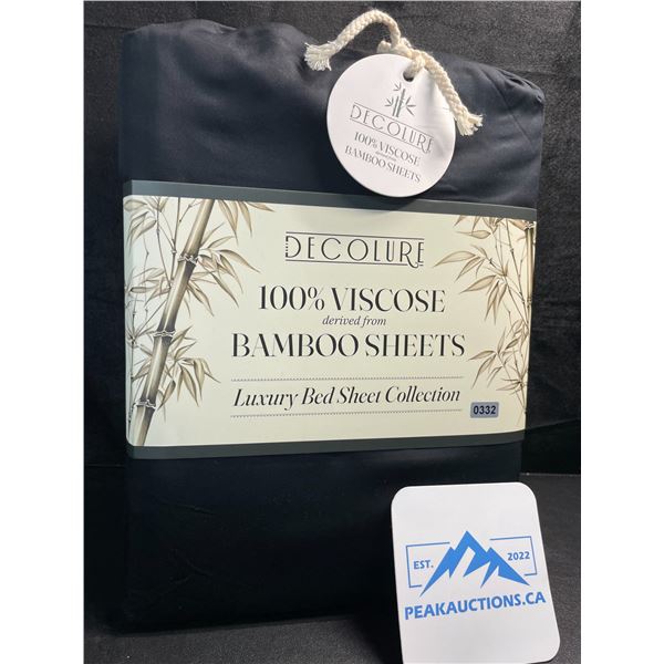 1 DecoLure 100% Bamboo Sheet Set - Luxury Bed Sheet Collection - Cal King Size - Black - New!