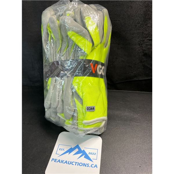15 Pairs of Vgo PU Coated Gardening/Work Gloves - Size M - Fluorescent Yellow - New