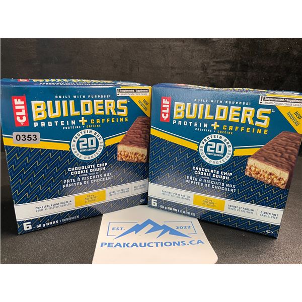 2 Boxes of CLIF Builders Protein Bars - Chocolate Chip Cookie Dough (6 x 68G Bars Each) - New