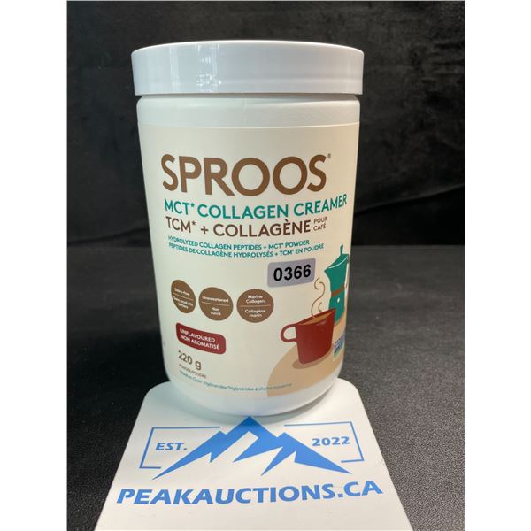 1 Tub of Sproos MCT Collagen Creamer - 220G Powder For Coffee/Tea/Smoothies - New