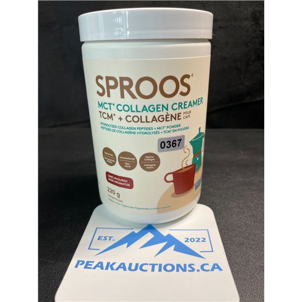 1 Tub of Sproos MCT Collagen Creamer - 220G Powder For Coffee/Tea/Smoothies - New