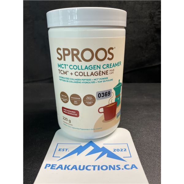 1 Tub of Sproos MCT Collagen Creamer - 220G Powder For Coffee/Tea/Smoothies - New