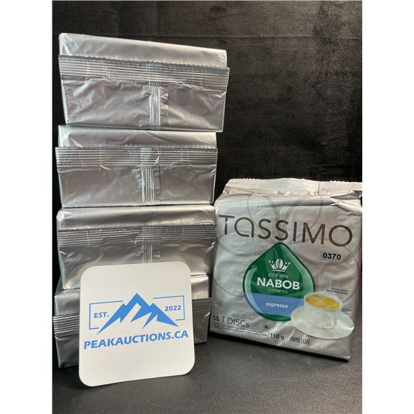 5 Packs of Tassimo Nabob Espresso Coffee - 14 T Discs Per Pack (110g) - New