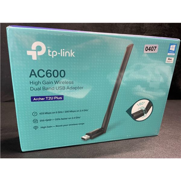 1 Tp-Link AC600 High Gain Wireless Dual Band USB Adapter; Archer T2U Plus - New Sealed