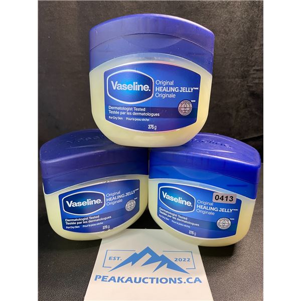 3 Vaseline Original Healing Jelly - Dermatologist Tested for Healing Dry Skin - 375G Each - New