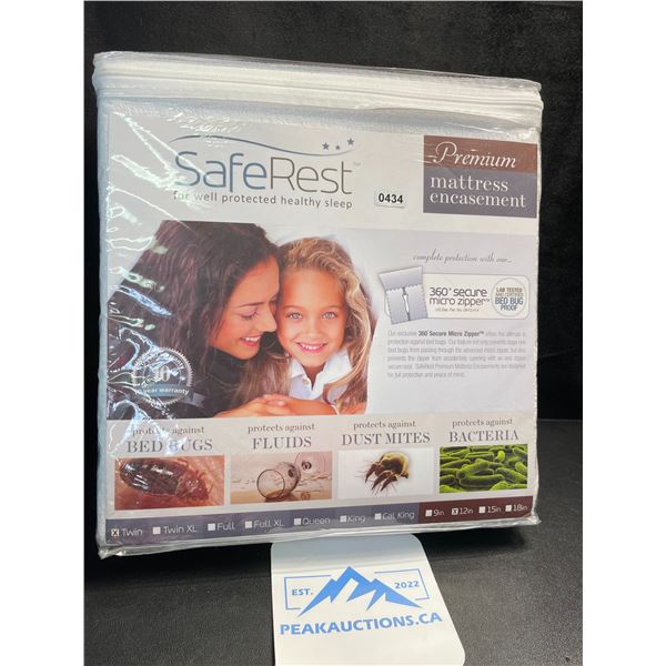 1 SafeRest Premium Mattress Encasement/Protector - Twin Size - New