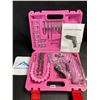 Image 1 : 1 Pink Electric Cordless Screwdriver Set with Rechargeable Battery, Charger, & Storage Case - New