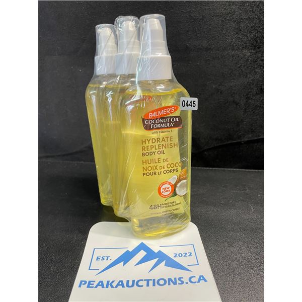 3 Palmer's Coconut Oil with Vitamin E Formula Hydrate Replenish Body Oils - 150ml - New Sealed