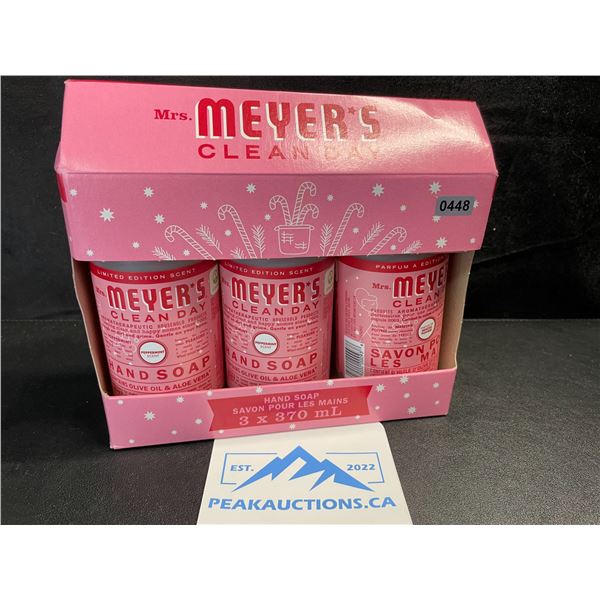 3 Mrs. Meyer's Clean Day Liquid Hand Soap - 3 x 370ml Each - New (Peppermint Limited Edition Scent)
