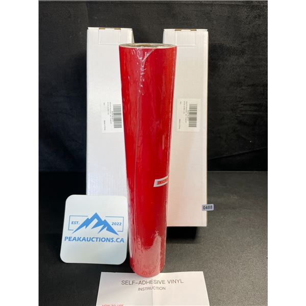 2 Large Rolls of Red Permanent Adhesive Vinyl - 12" x 10FT Rolls - For DIY Crafts/Decor - New