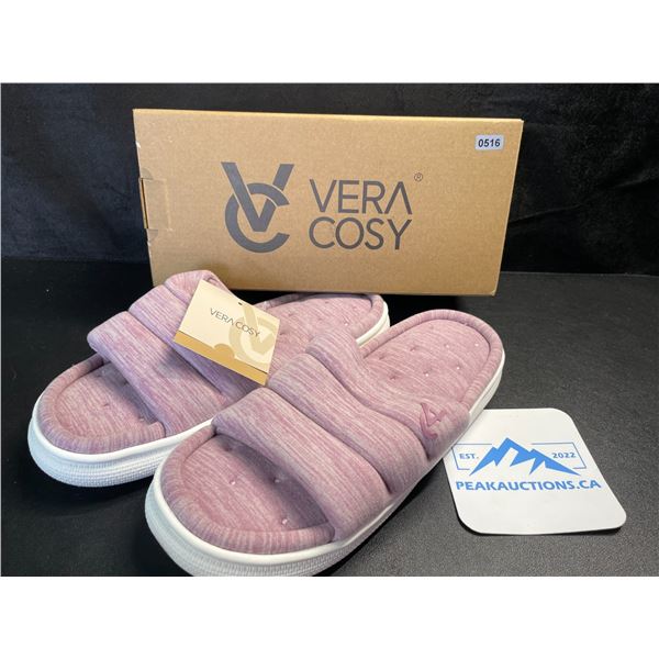 1 Pair of VeraCosy Women's Open-toe Slide Slippers - Purple - Size 7-8 - New