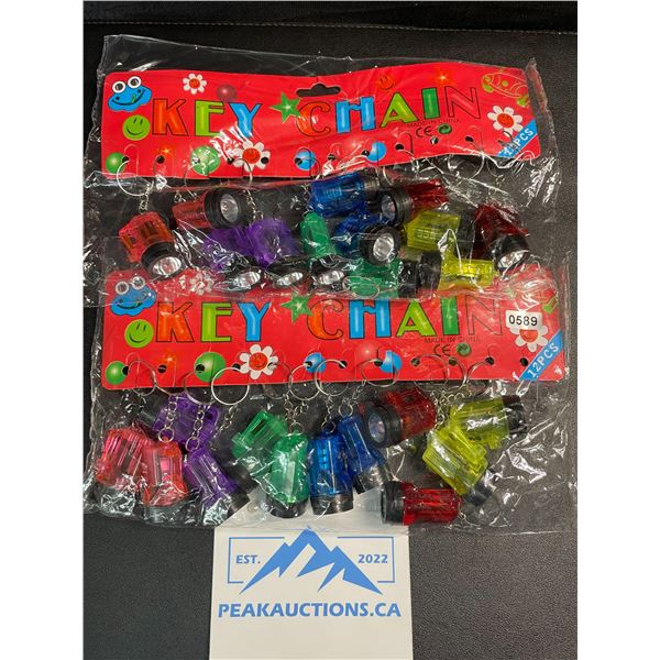 2 Packs of Flashlight Keychains - 12 Per Pack/24 Total - New