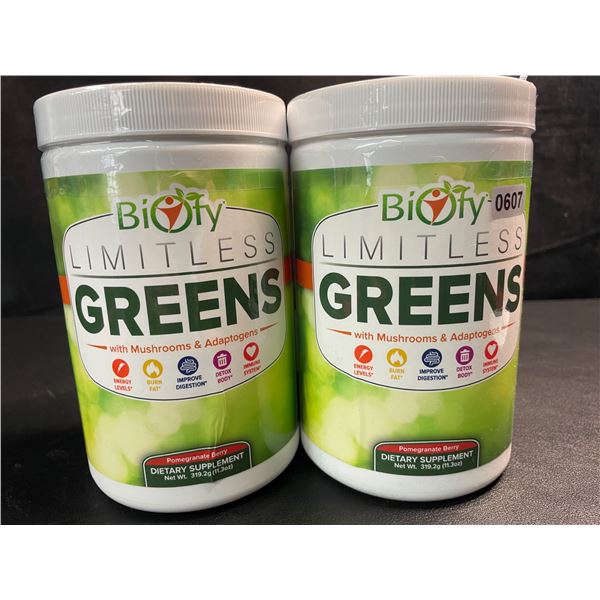 2 Tubs of Biofy Limitless Greens Dietary Supplement Powder - 319.3G - New