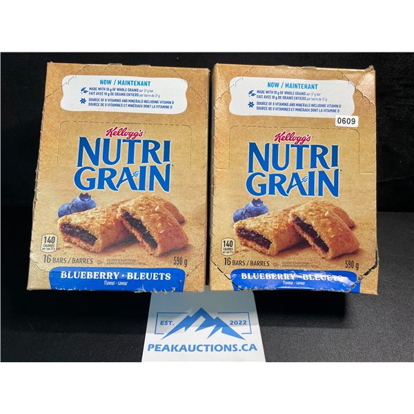 2 Boxes of Kelloggs NutriGrain Blueberry Bars - 16 Bars Each - New (BB: 2025/May/20)