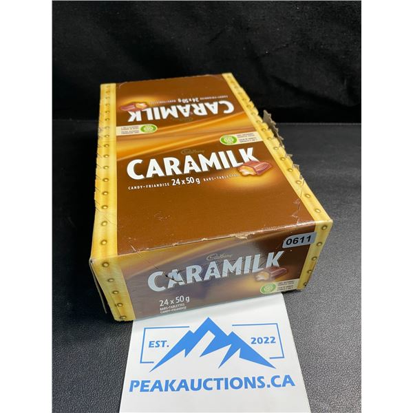 Box of Caramilk Chocolate Bars - 24 Bars x 50G - New (Box is Ripped - See Photos)