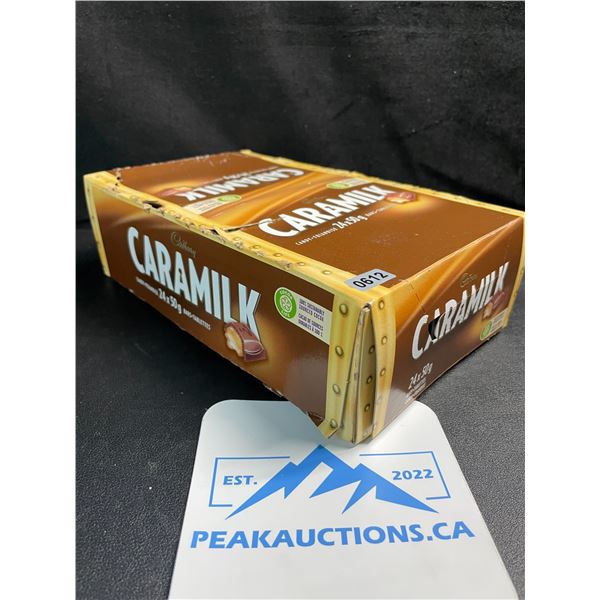 Box of Caramilk Chocolate Bars - 24 Bars x 50G - New (Box is Ripped - See Photos)