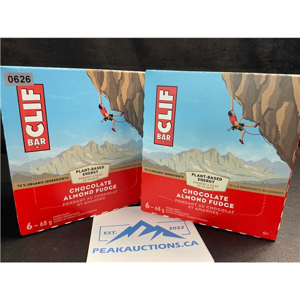 2 Boxes of CLIF Chocolate Almond Fudge Energy Bars (6 x 68G Bars Per Box/12 Bars Total) - New