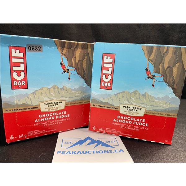 2 Boxes of CLIF Chocolate Almond Fudge Energy Bars (6 x 68G Bars Per Box/12 Bars Total) - New