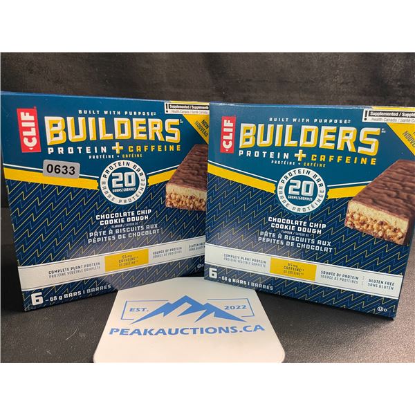 2 Boxes of CLIF Builders Protein Bars - Chocolate Chip Cookie Dough (6 x 68G Bars Each) - New