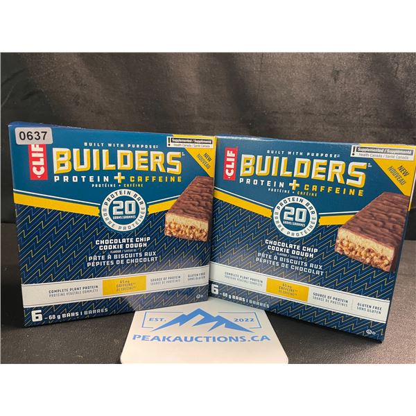 2 Boxes of CLIF Builders Protein Bars - Chocolate Chip Cookie Dough (6 x 68G Bars Each) - New