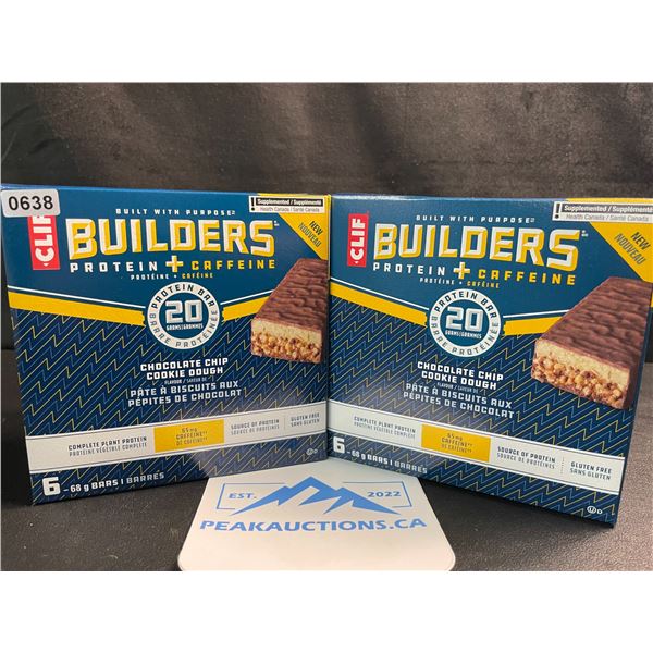 2 Boxes of CLIF Builders Protein Bars - Chocolate Chip Cookie Dough (6 x 68G Bars Each) - New