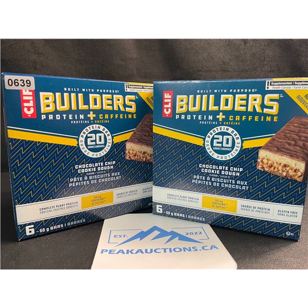 2 Boxes of CLIF Builders Protein Bars - Chocolate Chip Cookie Dough (6 x 68G Bars Each) - New