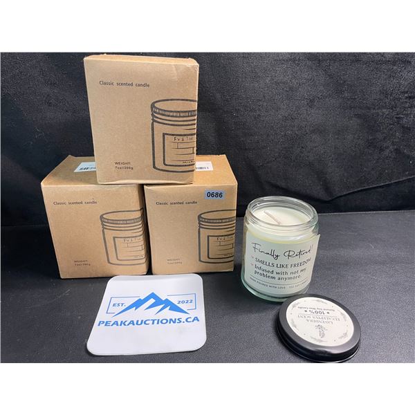 3 Funny Retirement Natural Soy Wax Scented Candles - 7oz Each - New