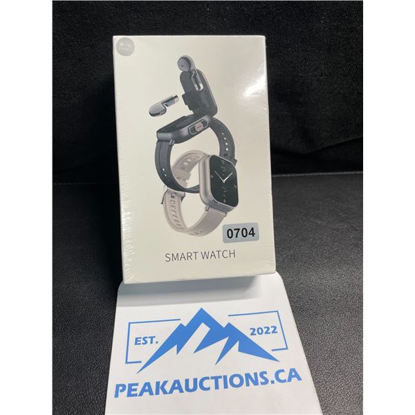 1 Smart Watch Fitness Tracker with Integrated Wireless Earbuds - 2.1" Screen - Black - New