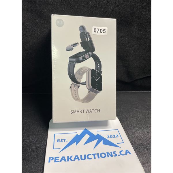 1 Smart Watch Fitness Tracker with Integrated Wireless Earbuds - 2.1" Screen - Black - New