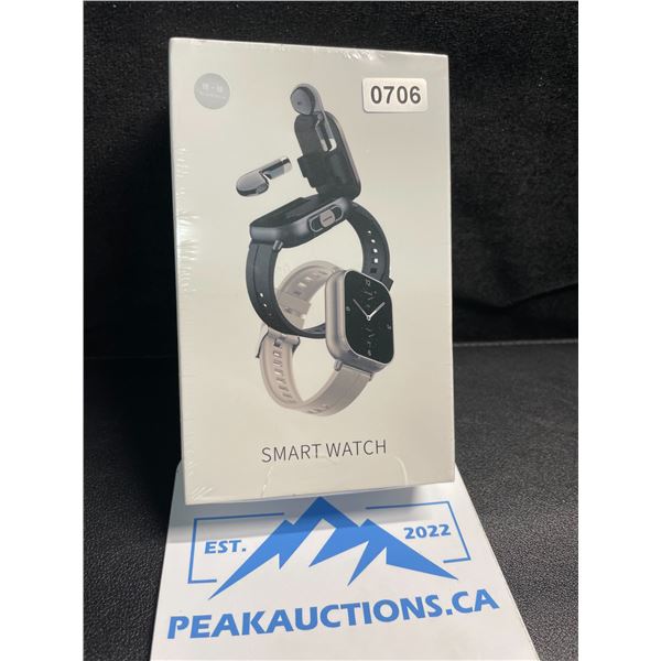 1 Smart Watch Fitness Tracker with Integrated Wireless Earbuds - 2.1" Screen - Black - New