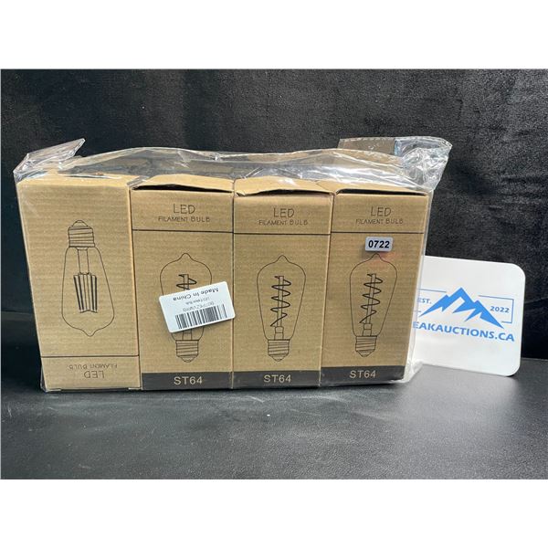 Pack of 4 LED Filament Edison Style Bulbs -16W (E26 Standard Base) - New
