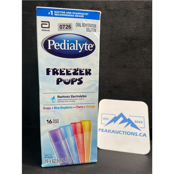 1 Box of Pedialyte Freezer Pops - 16 x 62.5ml Freezer Pops Included - New Sealed