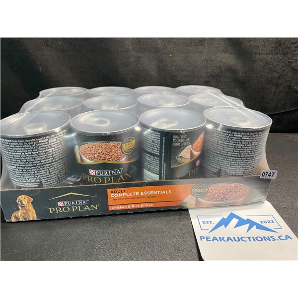 Case of 12 Cans of Purina Pro Plan Adult Complete Essentials Dog Food - Chicken & Rice; BB: AUG 2026